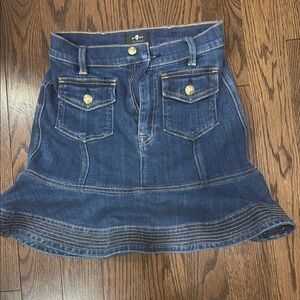 7 For All Mankind Blue Skater Mini Skirt